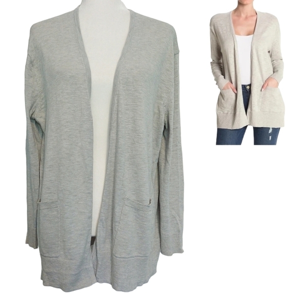 Madewell Open Front Pocketed Slub Heather Gray Lightweight Cardigan M2235 - Picture 1 of 8
